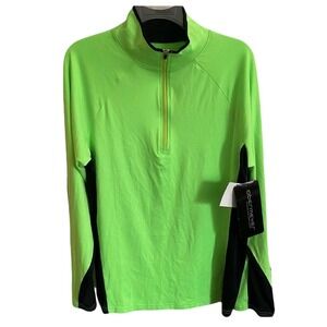 Obermeyer Flex 75 Baselayer Pullover Mens M Neon Green Ski Quarter Zip